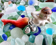 Vidrio and Vetro sea glass ghost pendants - twin sea glass jewelry