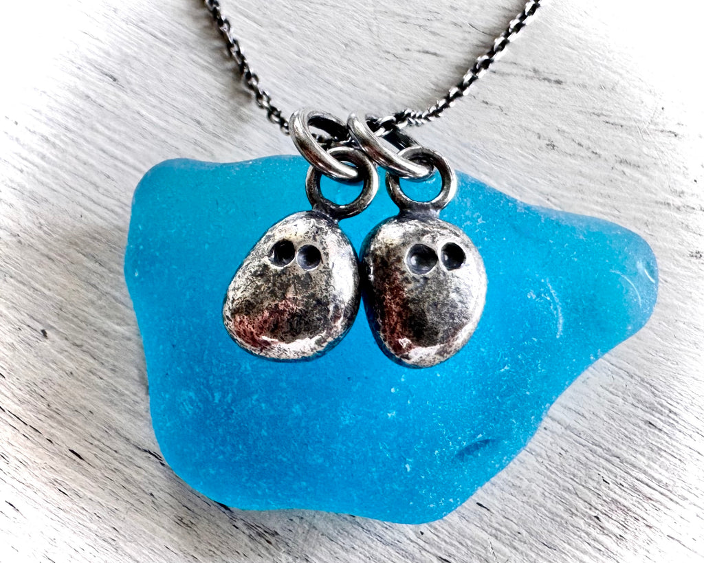 Vidrio and Vetro sea glass ghost pendants - twin sea glass jewelry
