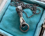 Victorian hand holding charm holder necklace pendant - figural right hand jewelry