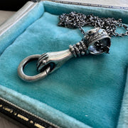 Victorian hand holding charm holder necklace pendant - figural right hand jewelry