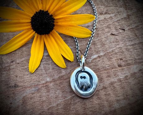 ghost wax seal pendant - ghost wax seal jewelry