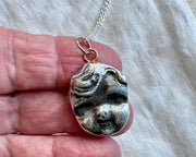 doll face necklace pendant - sterling silver with gold accents Frozen Charlotte