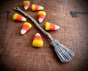 witch besom broom - cocktail stirrer, home decor, tree ornament, magic wand, bold pendant, talisman