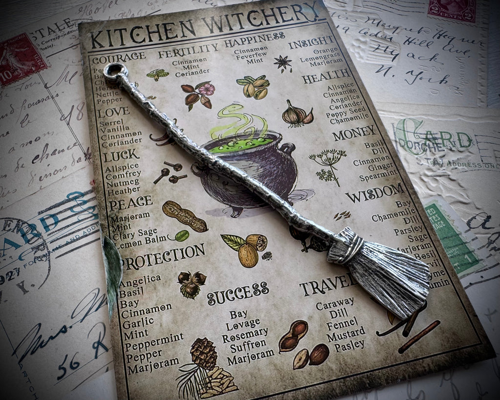witch besom broom - cocktail stirrer, home decor, tree ornament, magic wand, bold pendant, talisman