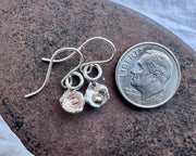 organic silver and gold earrings - tiny one of a kind jewelry