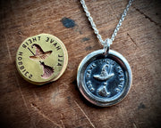 witch hat and broom wax seal pendant - all have their hobbies