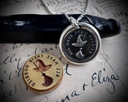 witch hat and broom wax seal pendant - all have their hobbies