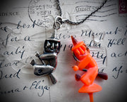 witch on her broom pendant - Halloween jewelry