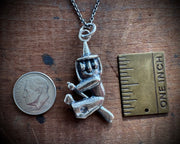 witch on her broom pendant - Halloween jewelry