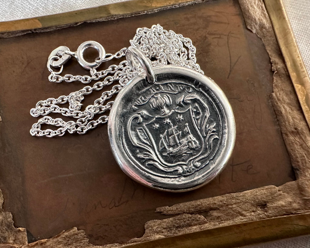 tall ship wax seal necklace