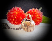 Jack O'Lantern pumpkin pail necklace pendant in gold - custom for G