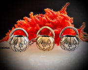 Jack O'Lantern pumpkin pail necklace pendant in gold - custom for G