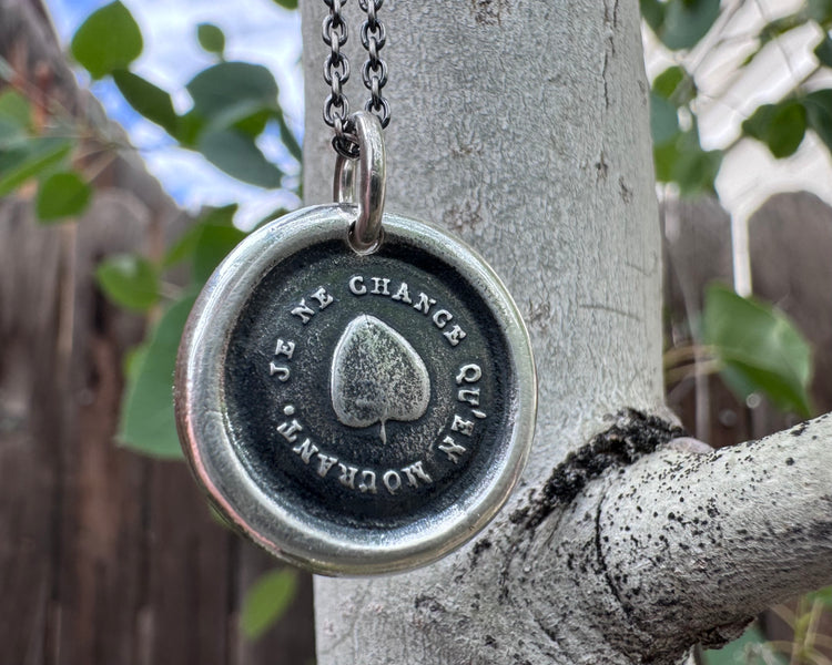 aspen leaf wax seal necklace - promise of love - wax seal jewelry