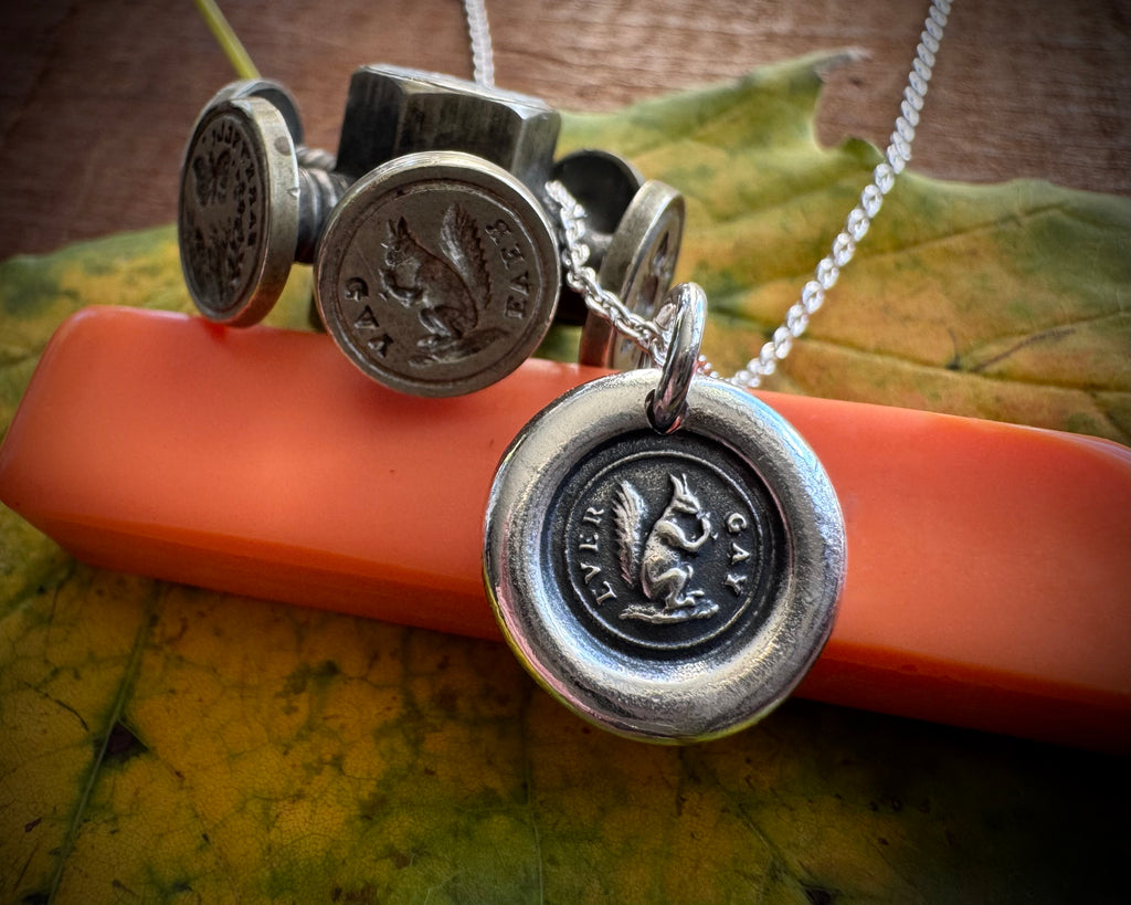 squirrel wax seal necklace - ever gay - wax seal jewelry