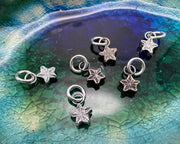tiny star fossil necklace charm - crinoid star fossils