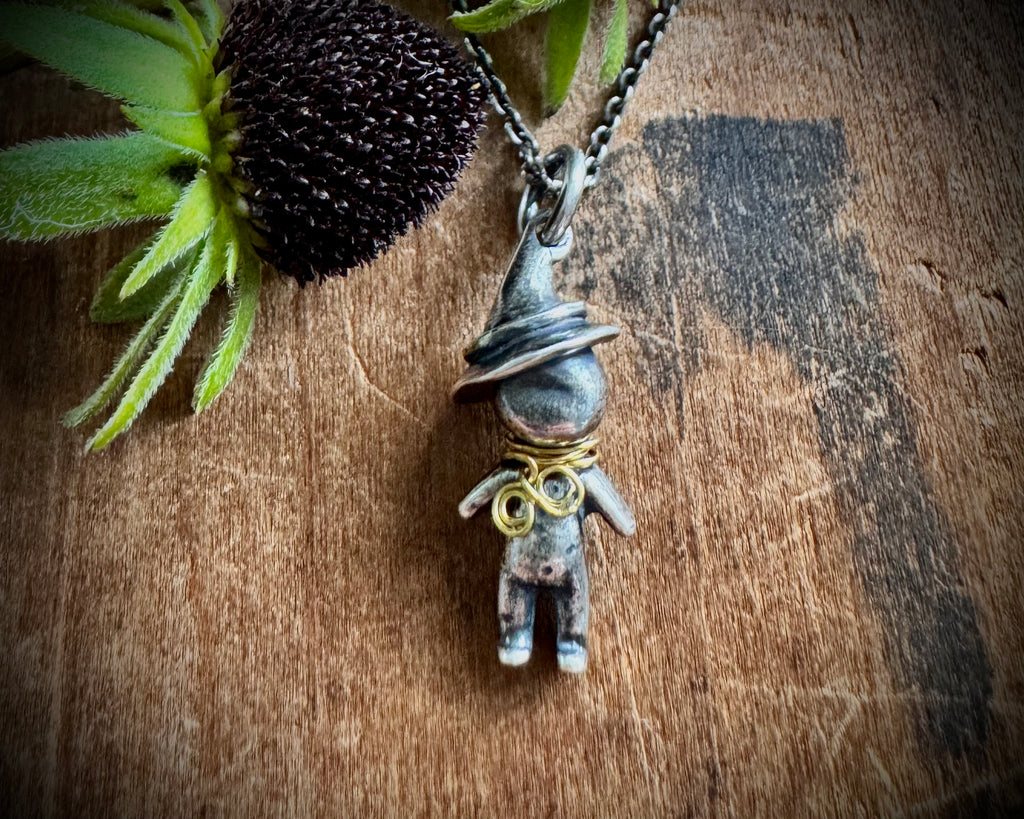 tiny witchy doll pendant - Selma - magical doll jewelry