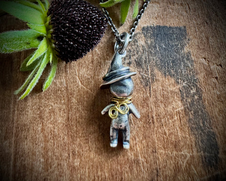 tiny witchy doll pendant - Selma - magical doll jewelry