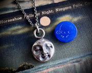 Beaver Moon necklace pendant - November full moon - reversible sterling silver lunar jewelry