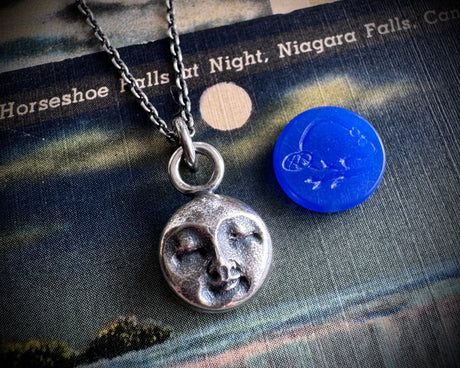 Beaver Moon necklace pendant - November full moon - reversible sterling silver lunar jewelry