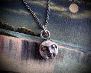 Beaver Moon necklace pendant - November full moon - reversible sterling silver lunar jewelry