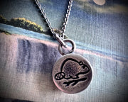 Beaver Moon necklace pendant - November full moon - reversible sterling silver lunar jewelry