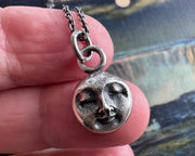 Beaver Moon necklace pendant - November full moon - reversible sterling silver lunar jewelry
