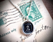 cross, anchor and heart wax seal necklace - faith, hope and love