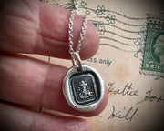 cross, anchor and heart wax seal necklace - faith, hope and love