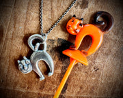 scaredy cat necklace charm - Halloween jewelry