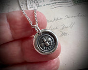 bee wax seal necklace - bee silent - wax seal jewelry