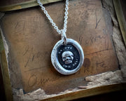 skull wax seal necklace - ES FVI SVM ERIS - wax seal jewelry