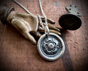 Tudor Rose wax seal necklace - medieval wax seal jewelry