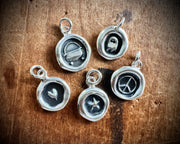 cauldron, ghost, witch heart, star, or peace sign wax seal charms