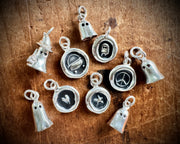 cauldron, ghost, witch heart, star, or peace sign wax seal charms