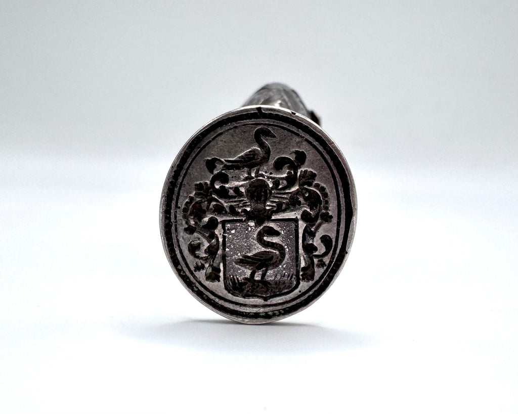 swan crest silver vignette antique wax desk seal