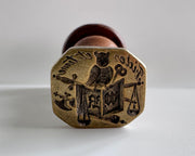 an owl, a book and scales of justice antique desk wax seal  - FIDES ET TIME