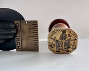 an owl, a book and scales of justice antique desk wax seal  - FIDES ET TIME