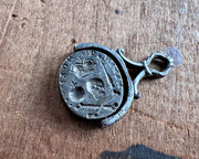 memento mori skull and crossed bones - antique swivel fob wax seal