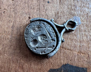 memento mori skull and crossed bones - antique swivel fob wax seal