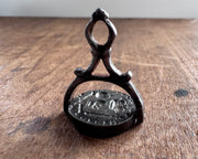memento mori skull and crossed bones - antique swivel fob wax seal