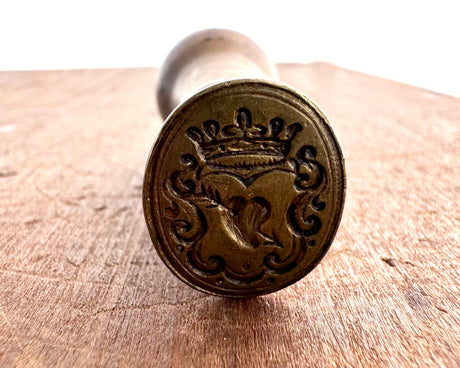 pierced heart crest antique desk wax seal