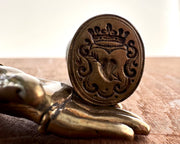 pierced heart crest antique desk wax seal