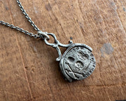memento mori skull and crossed bones - antique swivel fob wax seal