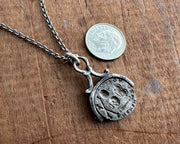 memento mori skull and crossed bones - antique swivel fob wax seal