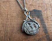 memento mori skull and crossed bones - antique swivel fob wax seal