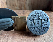 reserved for K - swan armorial military honors seal - very large antique desk wax seal