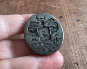 reserved for K - swan armorial military honors seal - very large antique desk wax seal