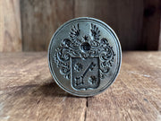 skeleton key crest with winged star fob seal - antique fob wax seal