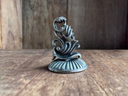 skeleton key crest with winged star fob seal - antique fob wax seal