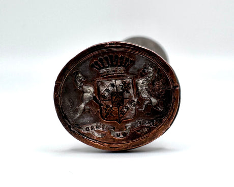 sooner or later crest antique wax seal - antique desk wax seal